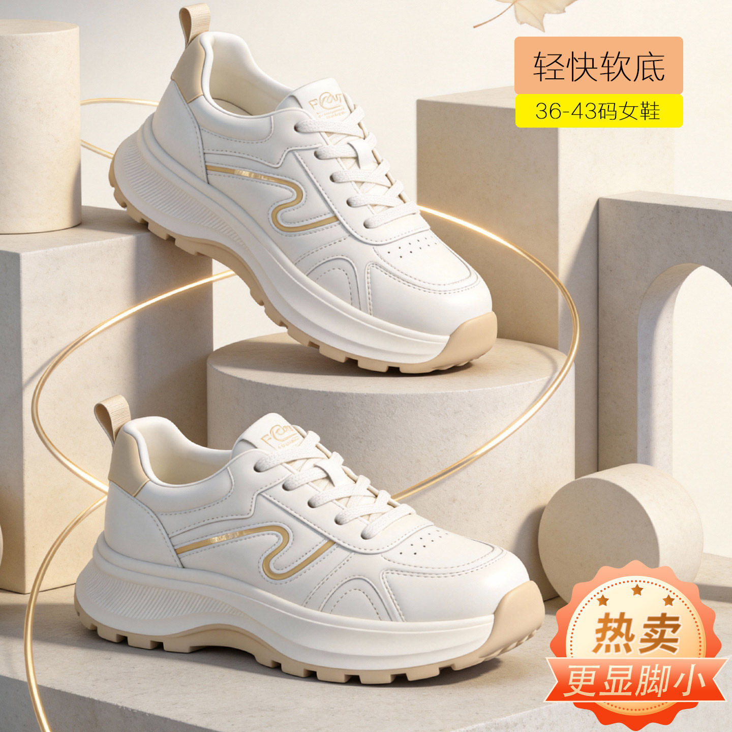 2026春季新款大码女鞋41到43显脚小时尚运动鞋轻便休闲真皮阿甘鞋,女鞋,时尚休闲鞋,淘宝优惠券,粉丝福利购,淘宝优惠卷