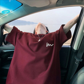 t恤男士 韩版 夏季 港风潮牌宽松百搭半袖 上衣 新款 100%纯棉重磅短袖