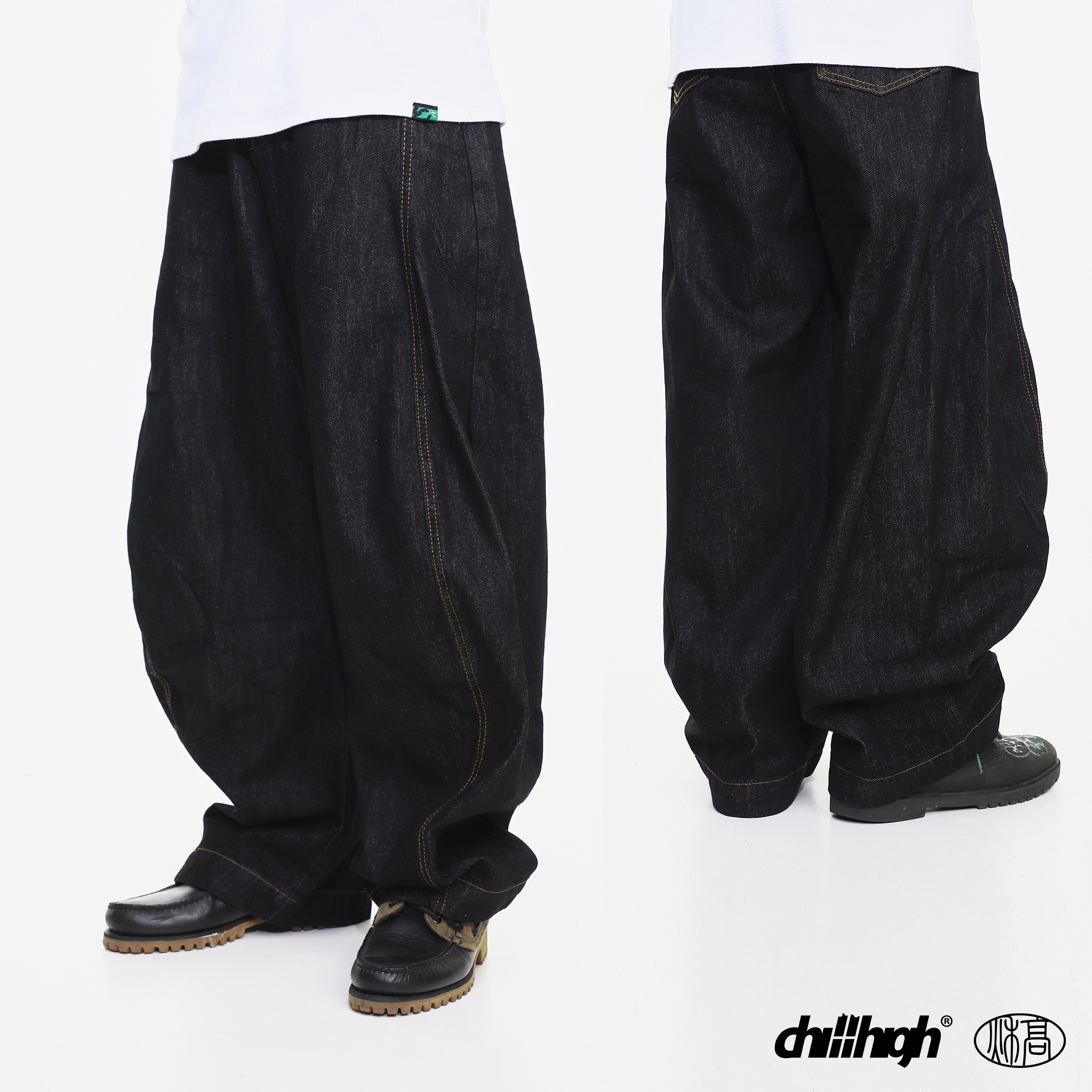 ChillHigh 丹宁原浆弯刀灯笼武士牛仔裤休闲裤 宽松基础百搭长裤