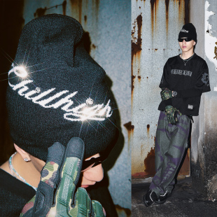 ChillHigh秋高 闪钻石镶嵌提花针织毛线帽男女冷帽潮流秋冬 美式