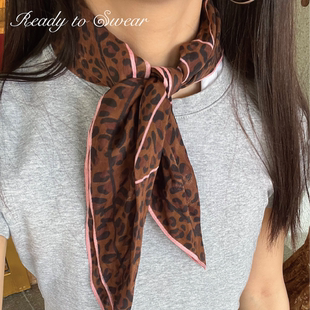 READY TO SWEAR 百搭丝棉爱心拼色方框印花多用发饰方巾丝巾头巾