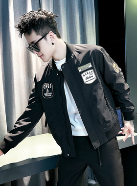 社会小伙 春装新款男时尚夹克男外套  J200-P98 控138 黑色