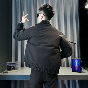 小伙 2025冬装加厚设计男士皮棉衣外套  F120-P148 控188 黑色图片