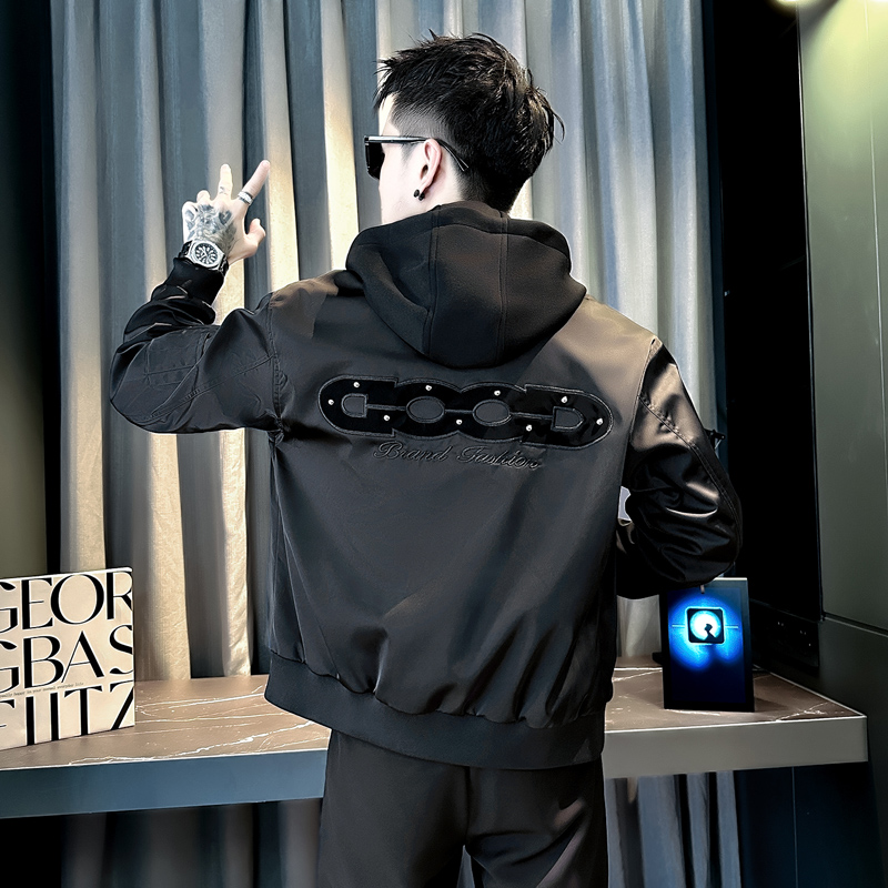 社会小伙秋装新款男时尚夹克男外套J251-P108控148白色，男装夹克，电商D313