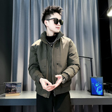 小伙2025冬装加厚设计男士皮棉衣外套F124-P138控178军绿色，男装棉衣，电商D313