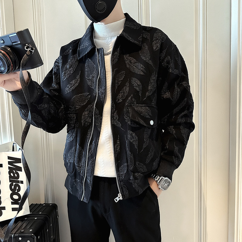 2025秋冬新款男士枫叶夹克男设计外套J90-P98控138白色,男装夹克,电商D313