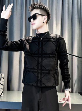 小伙 秋冬新款男士毛衣打底针织衫  M184-P78 控108 黑色