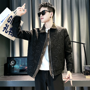 社会小伙 春装新款男时尚夹克男外套  J227-P108 控148  黑色图片