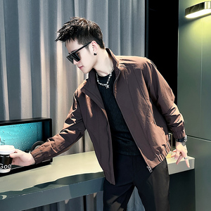 社会小伙秋装新款男时尚夹克男外套J245-P98控138卡其色