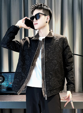 社会小伙 春装新款男时尚夹克男外套  J227-P108 控148  黑色