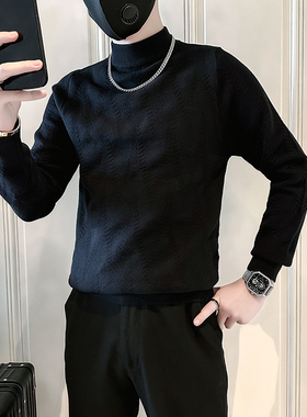 2022秋冬男士套头修身毛衣男装针织衫  M121-P78 控108 黑色