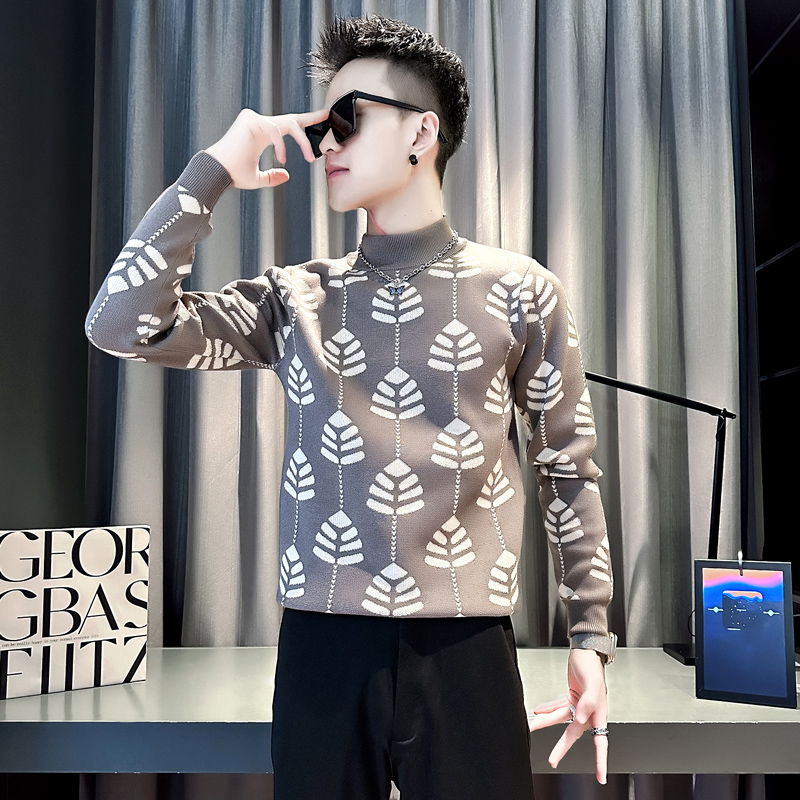小伙秋冬新款男士毛衣打底针织衫M180-P78控108灰色，男装T恤，电商D313