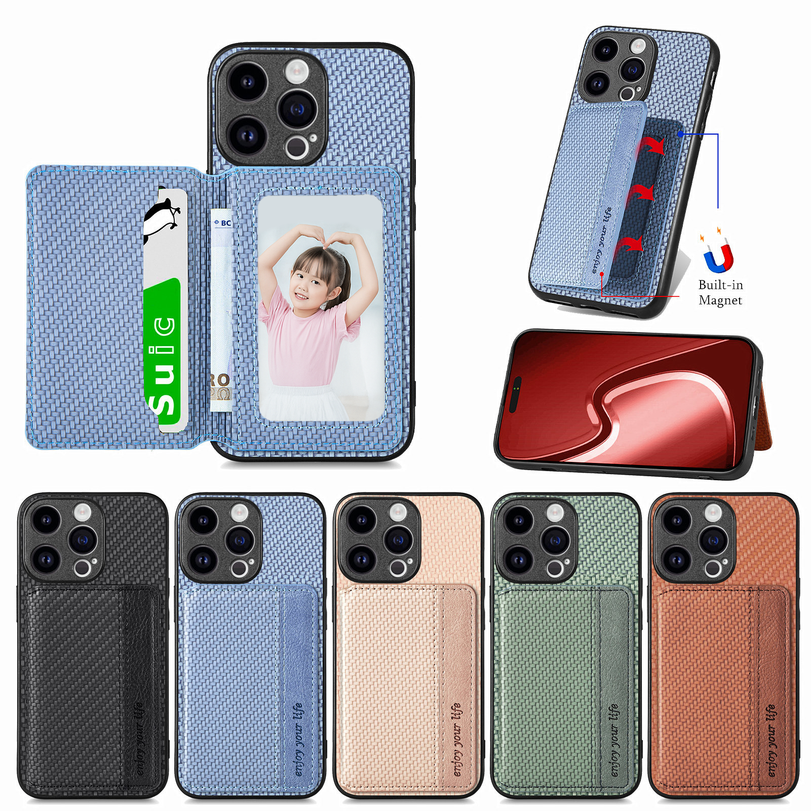 适用iPhone17 Pro苹果16手机壳RFID插卡支架防盗刷15超薄翻盖14卡包外壳13保护套卡套12多功能