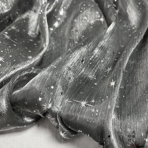 圣诞欧根纱烫银布料 满天星星绿银色装饰纱lolita裙童装娃衣面料