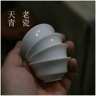 【老瓷 天青百合杯】工夫器 天青色 潮州工夫茶 台商定制 库存