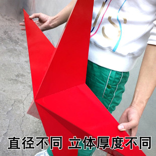 红色铁皮五角星壁饰会议室墙面天花板吊顶立体挂饰酒吧挂墙装饰品