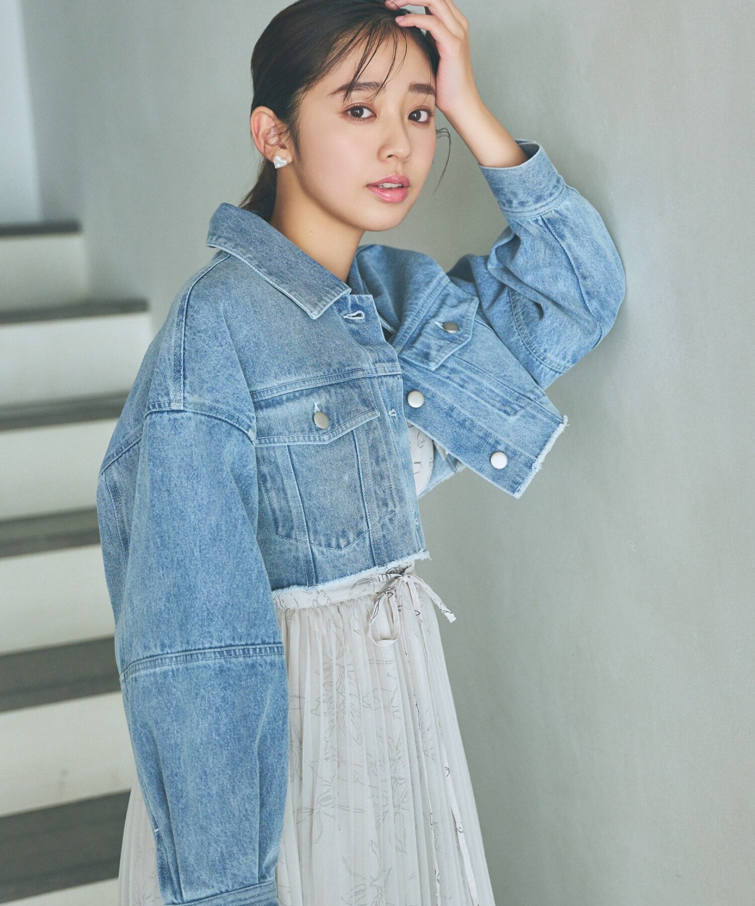 日本原单春季新款纯色全棉牛仔超短外套女