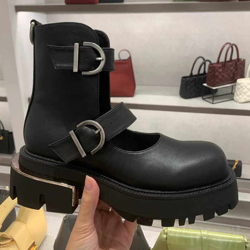 jennie同款圆头英伦粗跟玛丽珍鞋