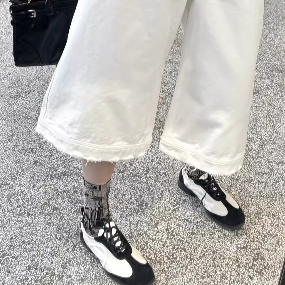 设计师款2024春夏新款真皮女鞋平底芭蕾舞鞋软底德训鞋运动休闲鞋