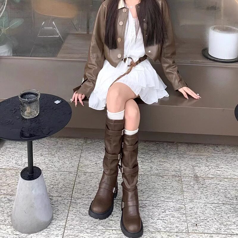 不过膝春秋季高筒骑士靴