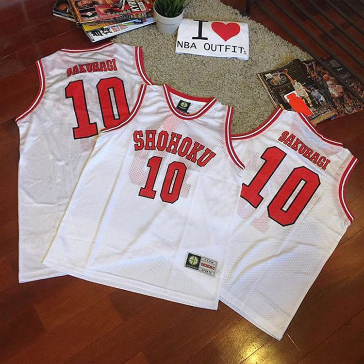 原盒正品 灌篮高手篮球服湘北10号樱木花道篮球衣 白色 可定做