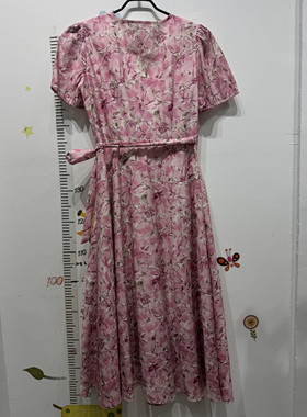 6A28L68190如缤RUBIN专柜正品V领侧边绑带修身型显瘦连衣裙碎花裙