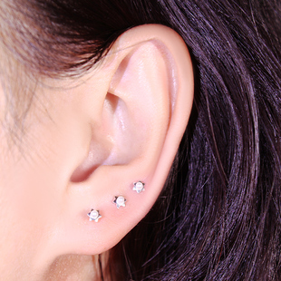 纯银迷你小耳钉珍珠镶嵌不明显耳钉隐形通勤耳饰银针防过敏耳环女