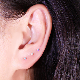 隐形耳钉纯银迷你超小不明显耳钉学生通勤耳钉睡觉可戴双头养耳洞