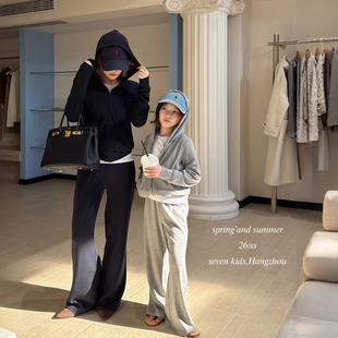 亲子 儿童连帽外套长裤 柒号童仓女大童休闲显瘦套装 新款 子 春装