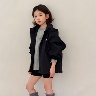儿童工装 外套 新款 洋气连帽冲锋衣春装 亲子 柒号童仓女大童韩版