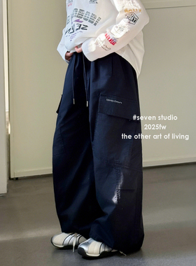 【亲子】柒号童仓女大童韩版休闲工装裤春装新款儿童洋气宽松长裤