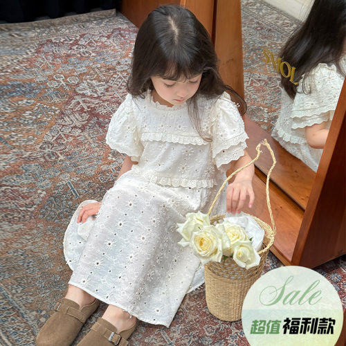 柒号童仓女大童韩版洋气连衣裙夏装新款女童大摆袖公主裙纯色潮