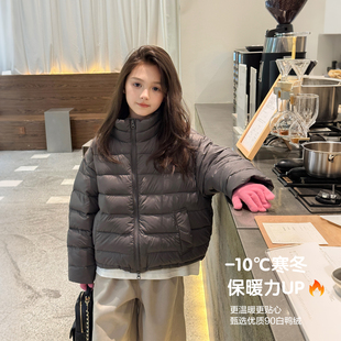亲子/柒号童仓女大童韩版立领短款羽绒服冬装儿童白鸭绒保暖外套