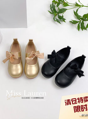 小皮鞋柒号童仓女童蝴蝶结
