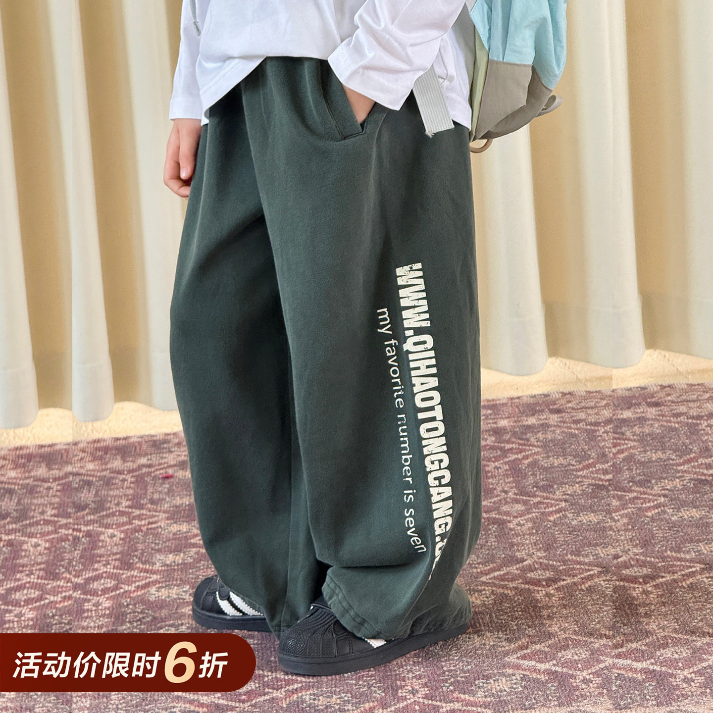 柒号童仓女大童韩版休闲运动裤秋冬新款宽松高腰卫裤潮