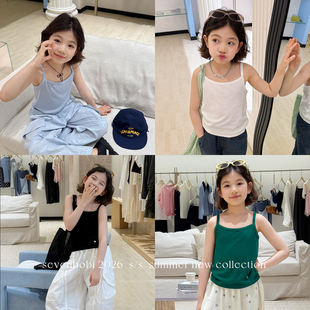 柒号童仓女大童韩系纯色吊带夏装新款儿童百搭可外穿打底小上衣