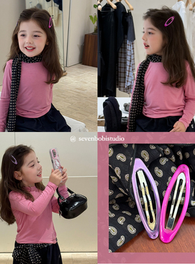 柒号童仓女童韩版彩色冰透滴油几何椭圆BB夹新款碎发刘海夹发夹