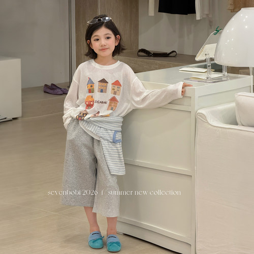 【莱赛尔防晒】柒号童仓女大童韩版防晒罩衫夏装儿童宽松休闲T恤