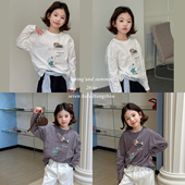 柒号童仓女大童卡通小狗玩偶长袖 洋气打底衫 T恤春装 新款