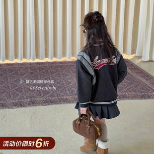 【亲子】柒号童仓女大童加厚棒球服冬装新款儿童夹克休闲呢子外套