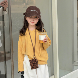 儿童休闲宽松上衣潮 秋冬新款 柒号童仓女大童韩版 洋气连帽针织衫