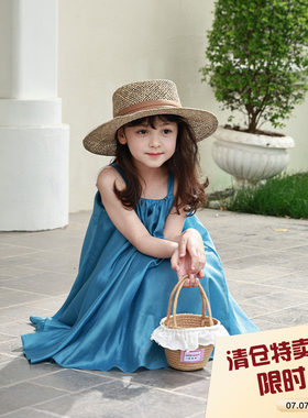柒号童仓女大童韩版时髦吊带裙夏装新款女童宽松大摆公主裙背心裙