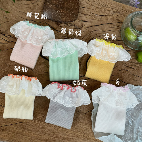 女童蕾丝花边中筒袜小腿袜夏季新款木耳边薄甜美百搭袜子