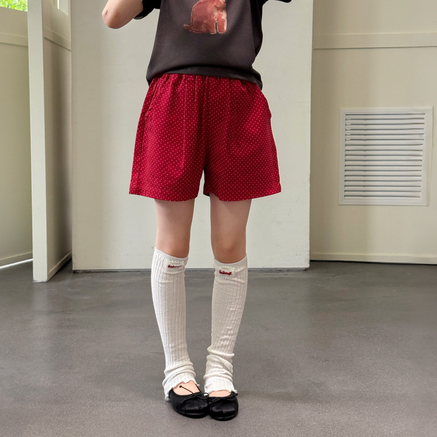 柒号童仓女大童韩版红色波点短裤夏装新款儿童百搭宽松洋气热裤潮