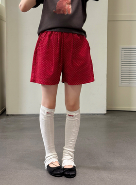 柒号童仓女大童韩版红色波点短裤夏装新款儿童百搭宽松洋气热裤潮