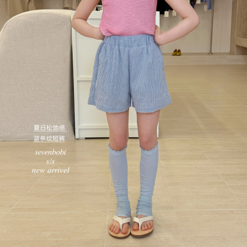 【亲子】柒号童仓女大童韩版洋气百搭条纹短裤夏装儿童时尚休闲裤