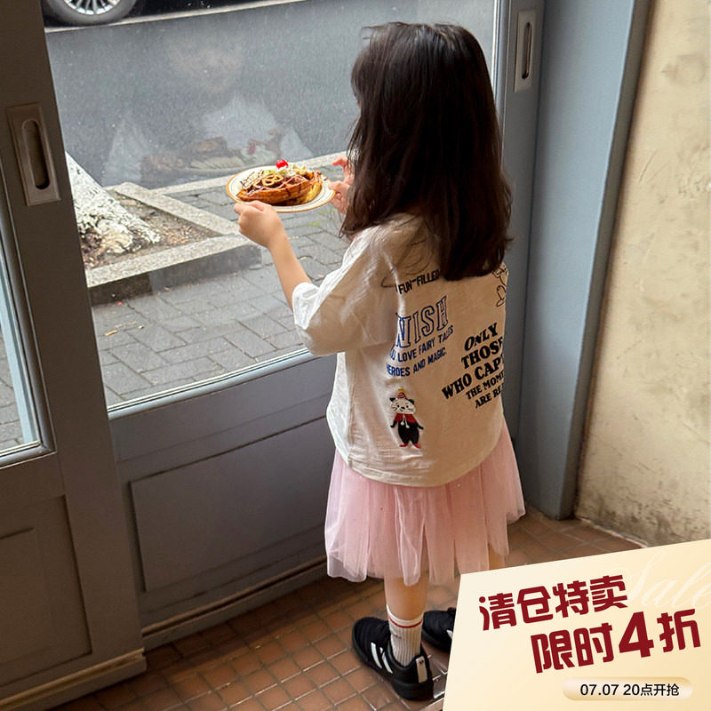 柒号童仓女童韩版时髦印花短袖T恤夏装新款儿童宽松直筒上衣潮图片