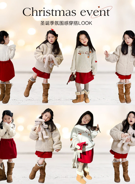 柒号童仓女大童韩版红色毛呢半身裙冬装新款儿童松紧腰A字短裙子