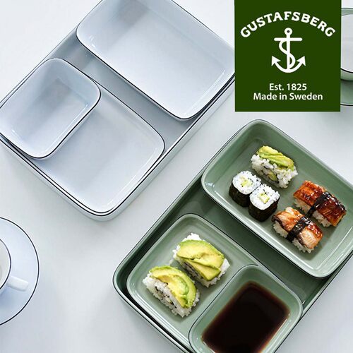 瑞典进口Gustavsberg古斯塔夫NATUR素色系列骨瓷寿司盘日料方盘
