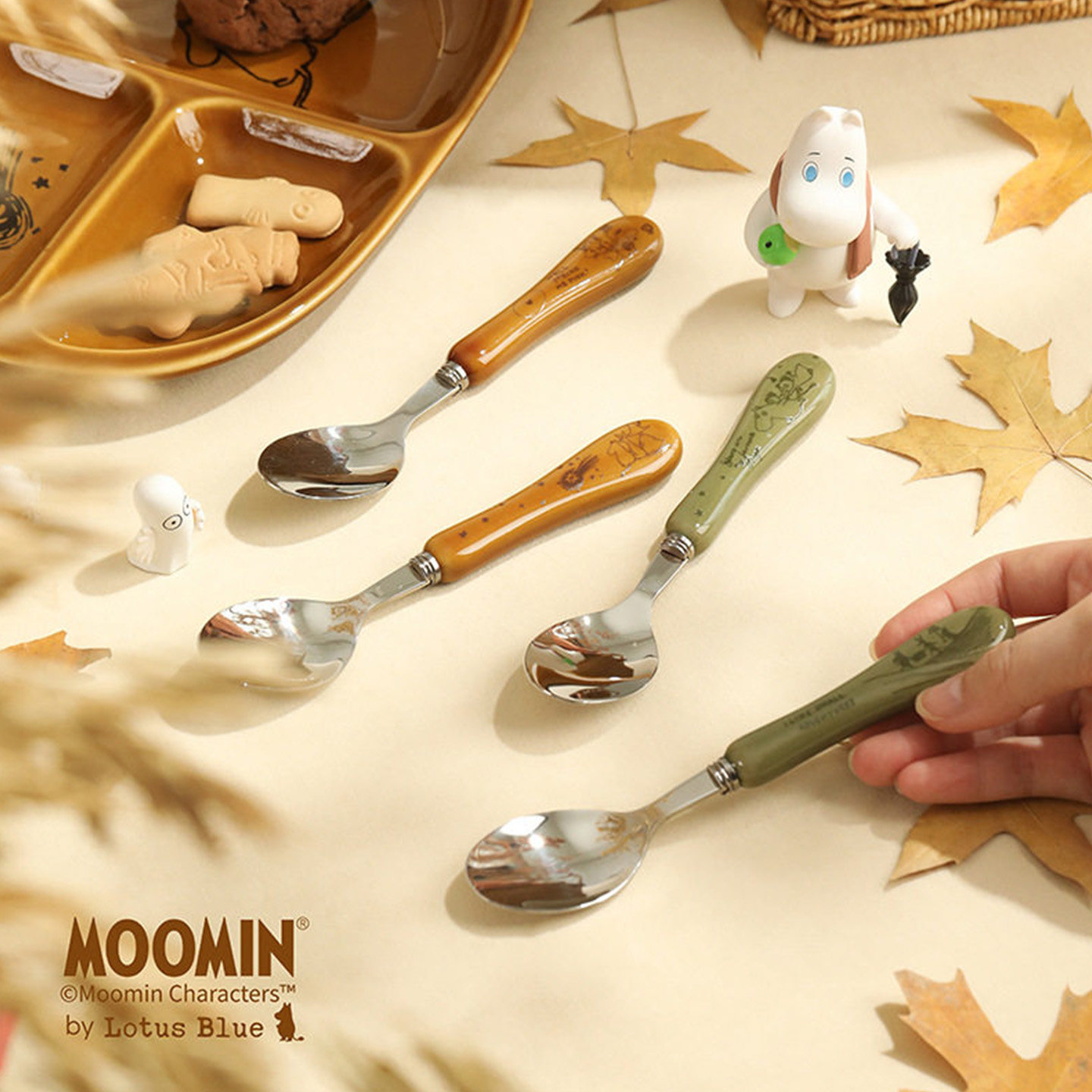 moomin姆明餐具不锈钢陶瓷小勺子家用长柄儿童勺高颜值吃饭汤勺